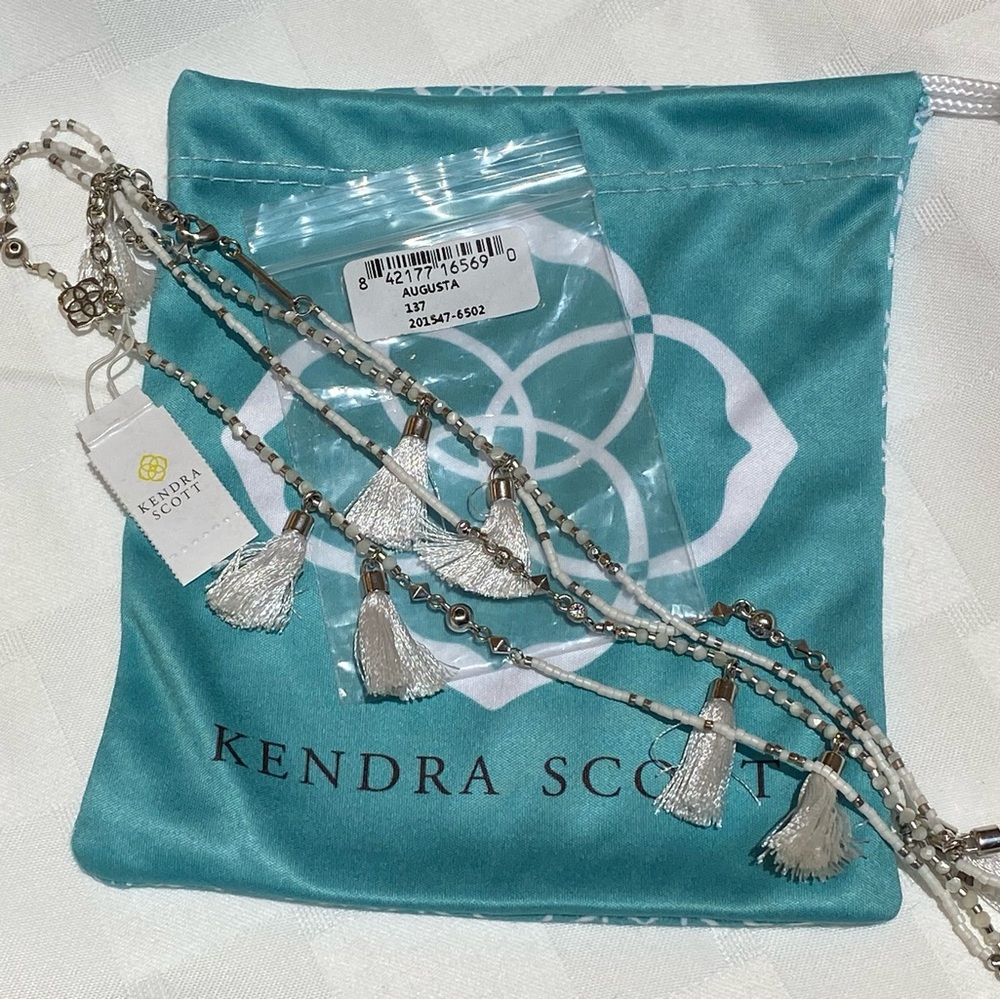 Kendra Scott Silver & White Tassel Augusta Long Necklace